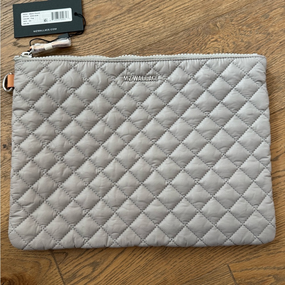 MZ Wallace Quilted Gray Pouch